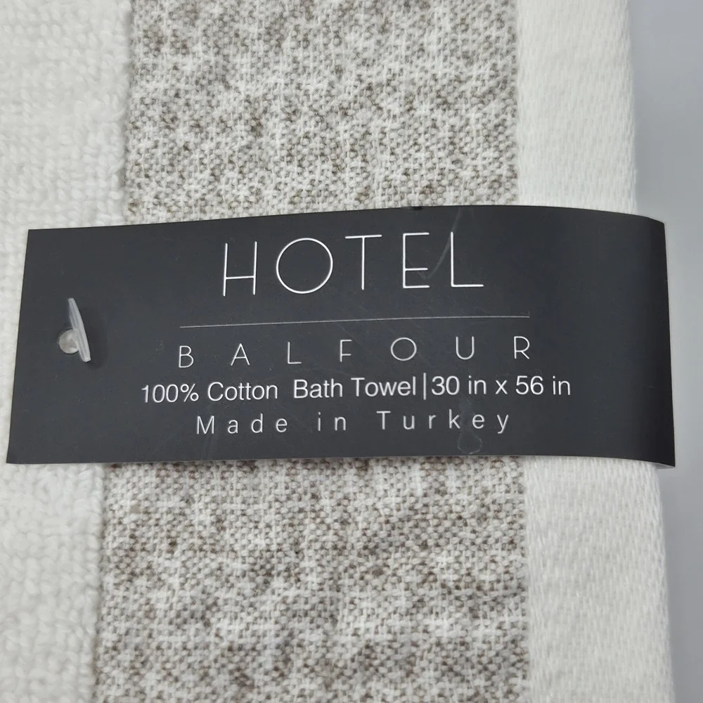 Hotel Balfour 4pc Cream And Taupe Turkish Cotton Towel Set 2 Bath 2 Hand Japandi